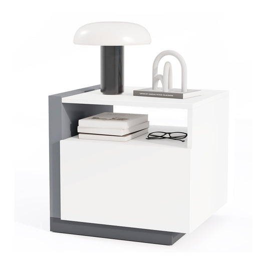 Modern Minimalist Nightstand with Drawer for Bedroom Kids Crystal
