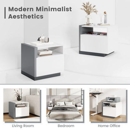 Modern Minimalist Nightstand with Drawer for Bedroom