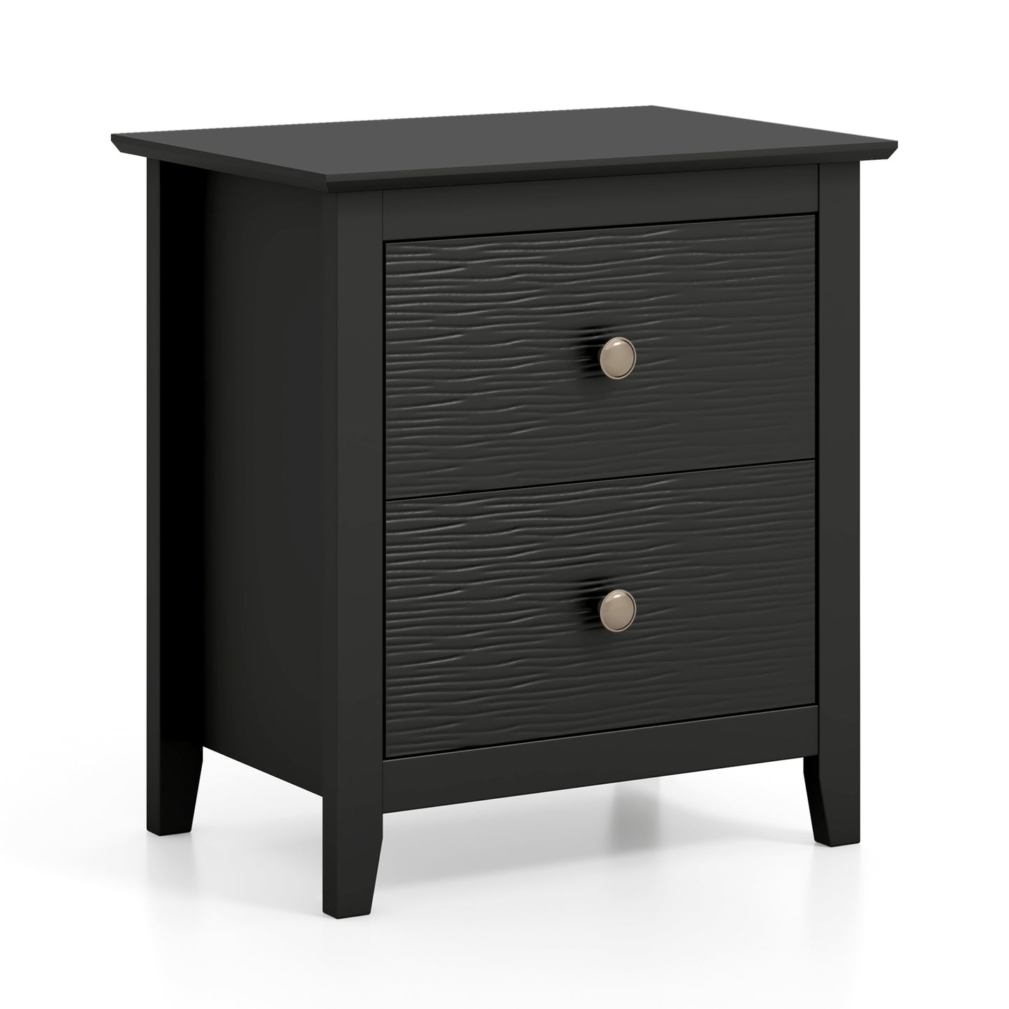 Modern Nightstand with 2 Drawers for Small Spaces-Black Kids Crystal