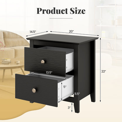 Modern Nightstand with 2 Drawers for Small Spaces-Black