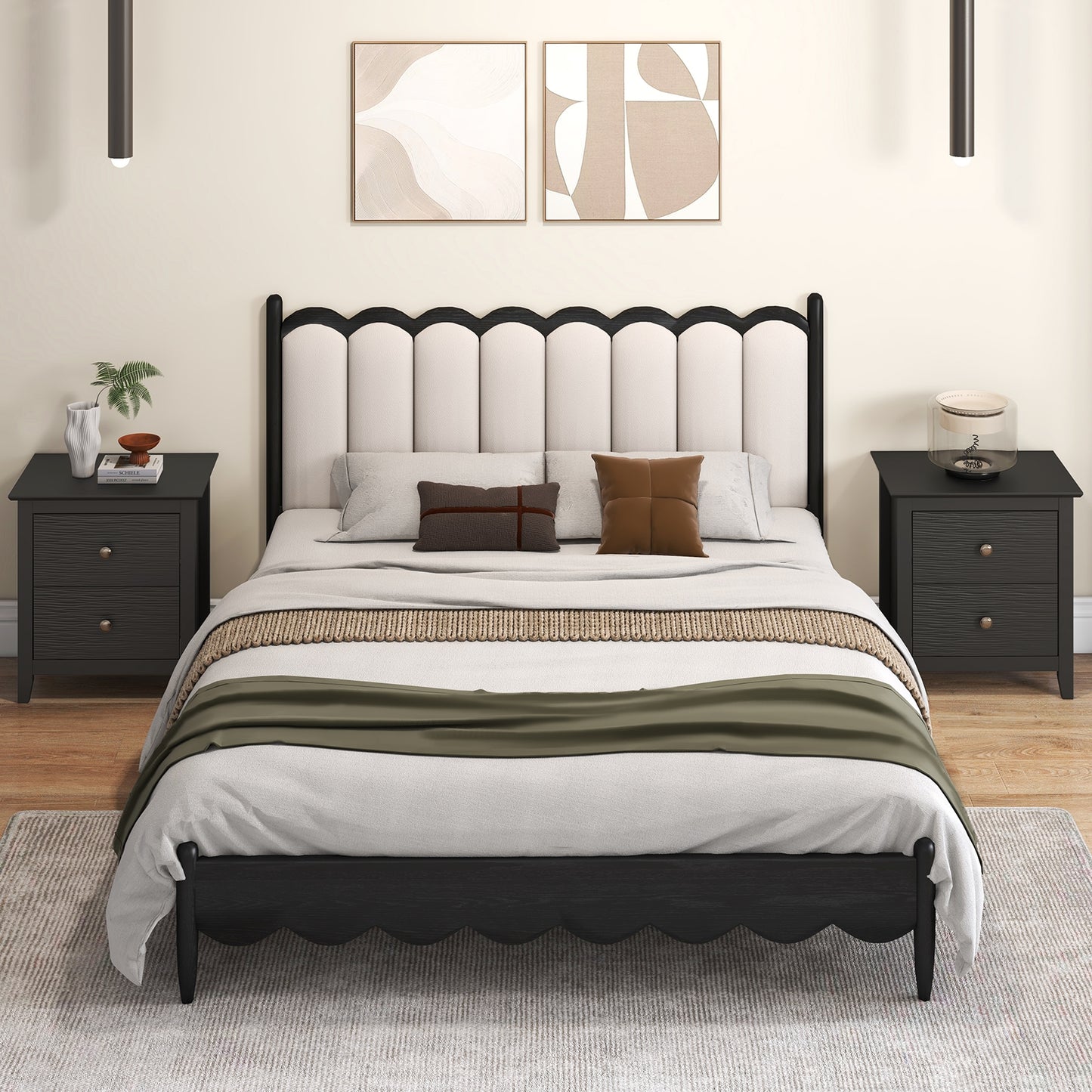 Modern Nightstand with 2 Drawers for Small Spaces-Black Kids Crystal