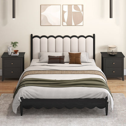 Modern Nightstand with 2 Drawers for Small Spaces-Black