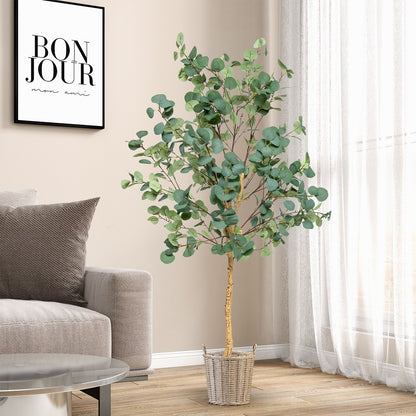 5.5 Feet Artificial Eucalyptus Tree with 517 Silver Dollar Leaves-2 Peice