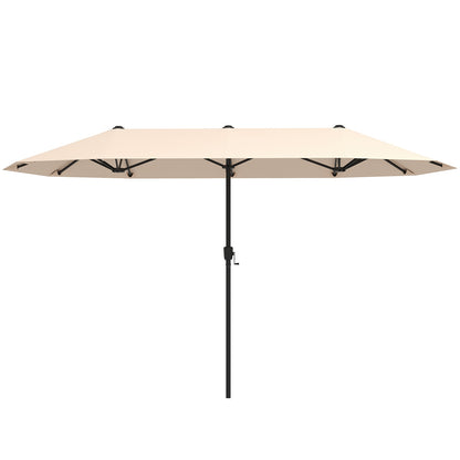 13 FT Large Patio Umbrella Outdoor Double-Sided Table Market Umbrella with Crank Handle-Beige