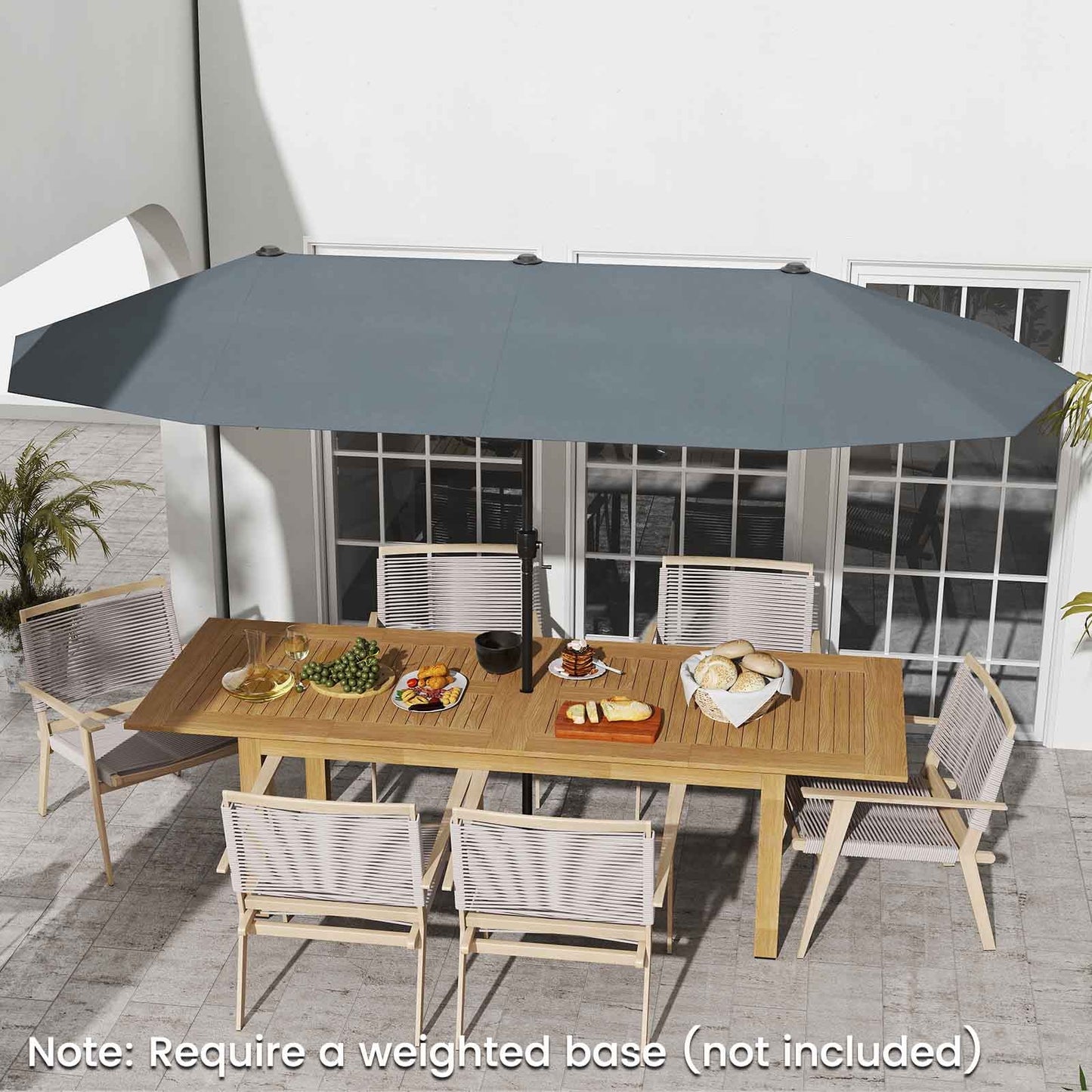 13 FT Large Patio Umbrella Outdoor Double-Sided Table Market Umbrella with Crank Handle-Gray Kids Crystal