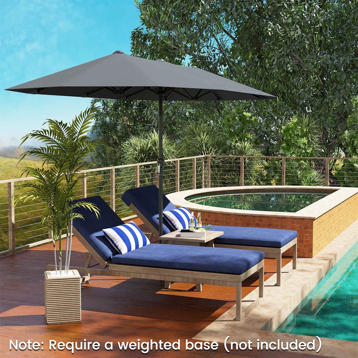 13 FT Large Patio Umbrella Outdoor Double-Sided Table Market Umbrella with Crank Handle-Gray Kids Crystal