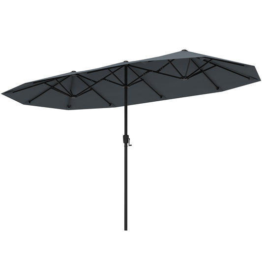 13 FT Large Patio Umbrella Outdoor Double-Sided Table Market Umbrella with Crank Handle-Gray Kids Crystal
