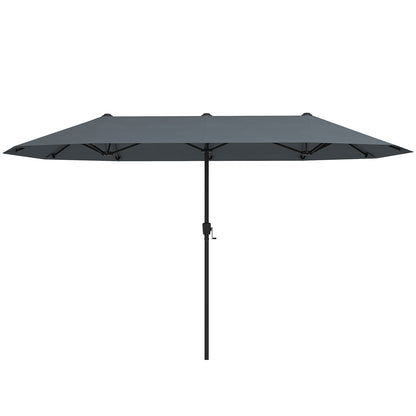 13 FT Large Patio Umbrella Outdoor Double-Sided Table Market Umbrella with Crank Handle-Gray