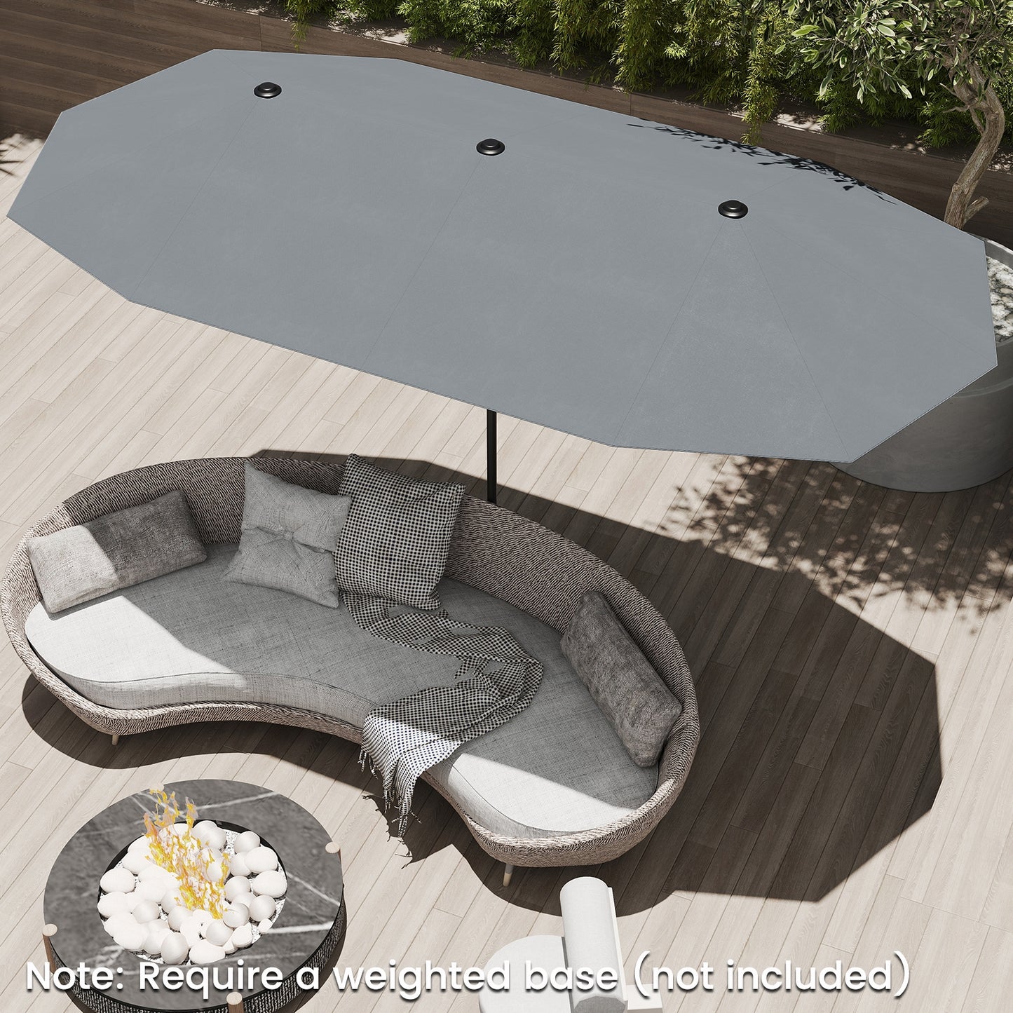 13 FT Large Patio Umbrella Outdoor Double-Sided Table Market Umbrella with Crank Handle-Gray Kids Crystal