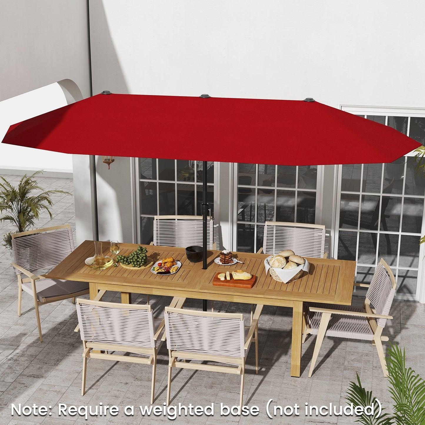 13 FT Large Patio Umbrella Outdoor Double-Sided Table Market Umbrella with Crank Handle-Red Kids Crystal
