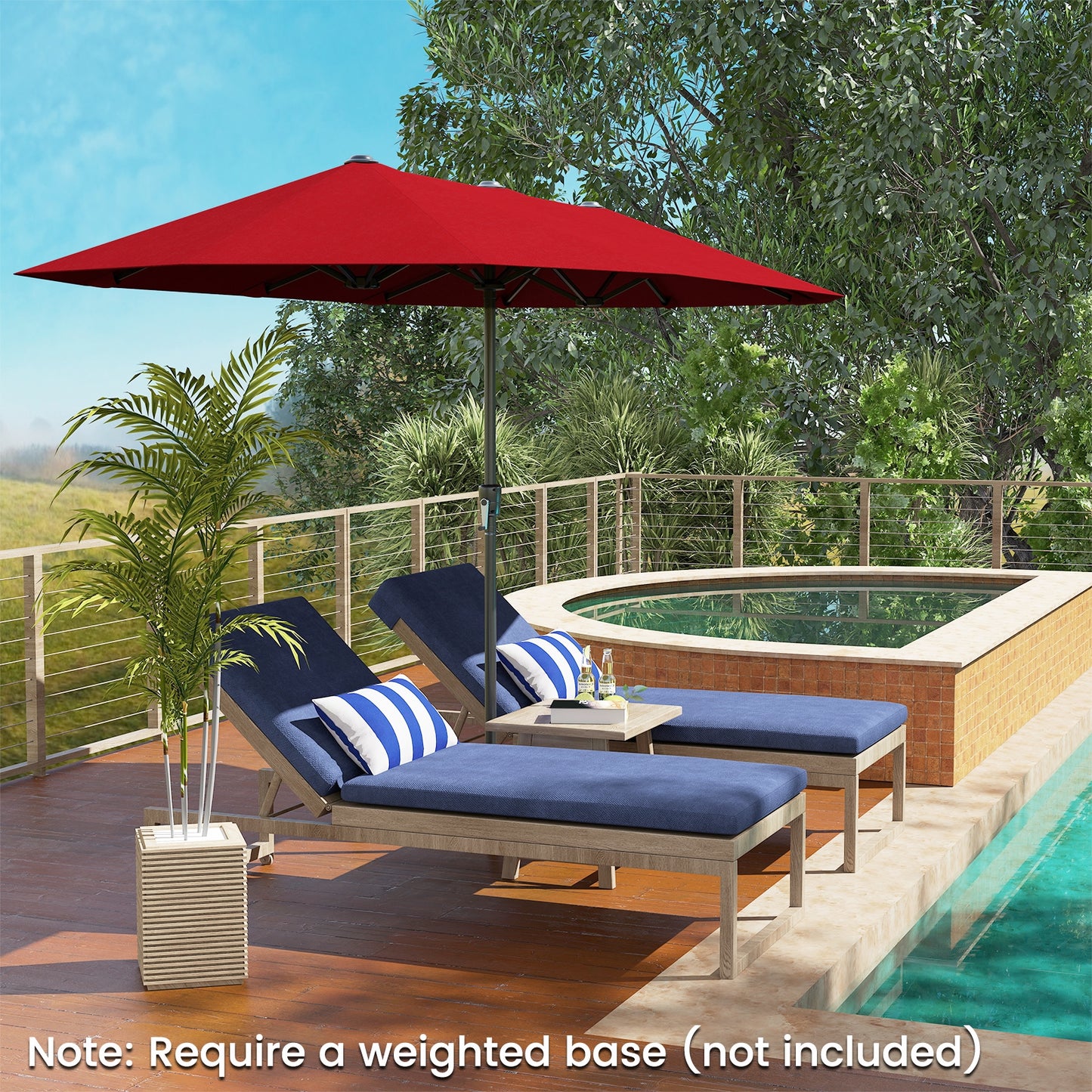 13 FT Large Patio Umbrella Outdoor Double-Sided Table Market Umbrella with Crank Handle-Red Kids Crystal