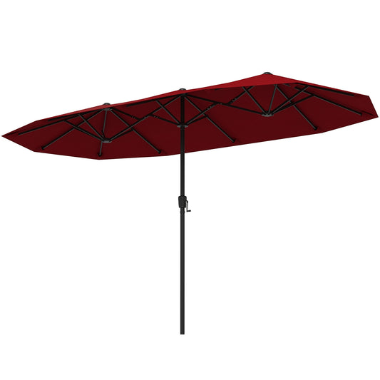 13 FT Large Patio Umbrella Outdoor Double-Sided Table Market Umbrella with Crank Handle-Red Kids Crystal