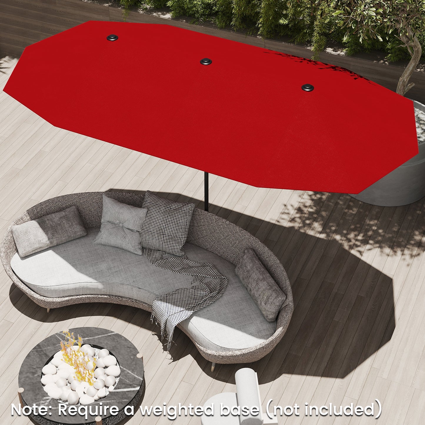 13 FT Large Patio Umbrella Outdoor Double-Sided Table Market Umbrella with Crank Handle-Red Kids Crystal