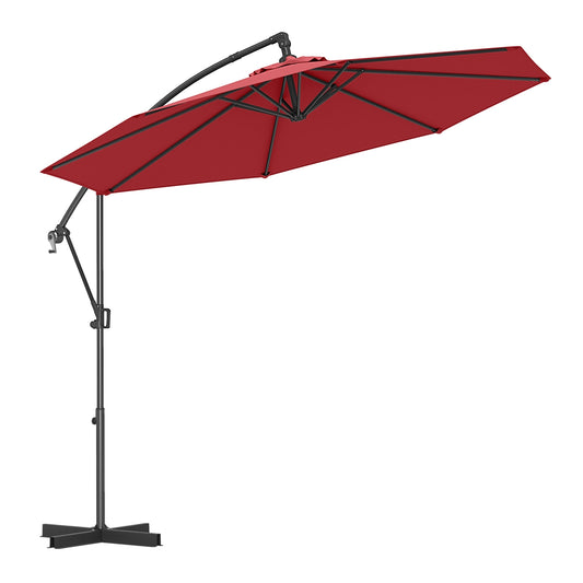 10 Feet Offset Hanging Umbrella with Base and Infinite Tilt-Wine Kids Crystal