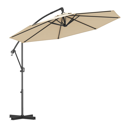 10 Feet Offset Hanging Umbrella with Base and Infinite Tilt-Beige Kids Crystal