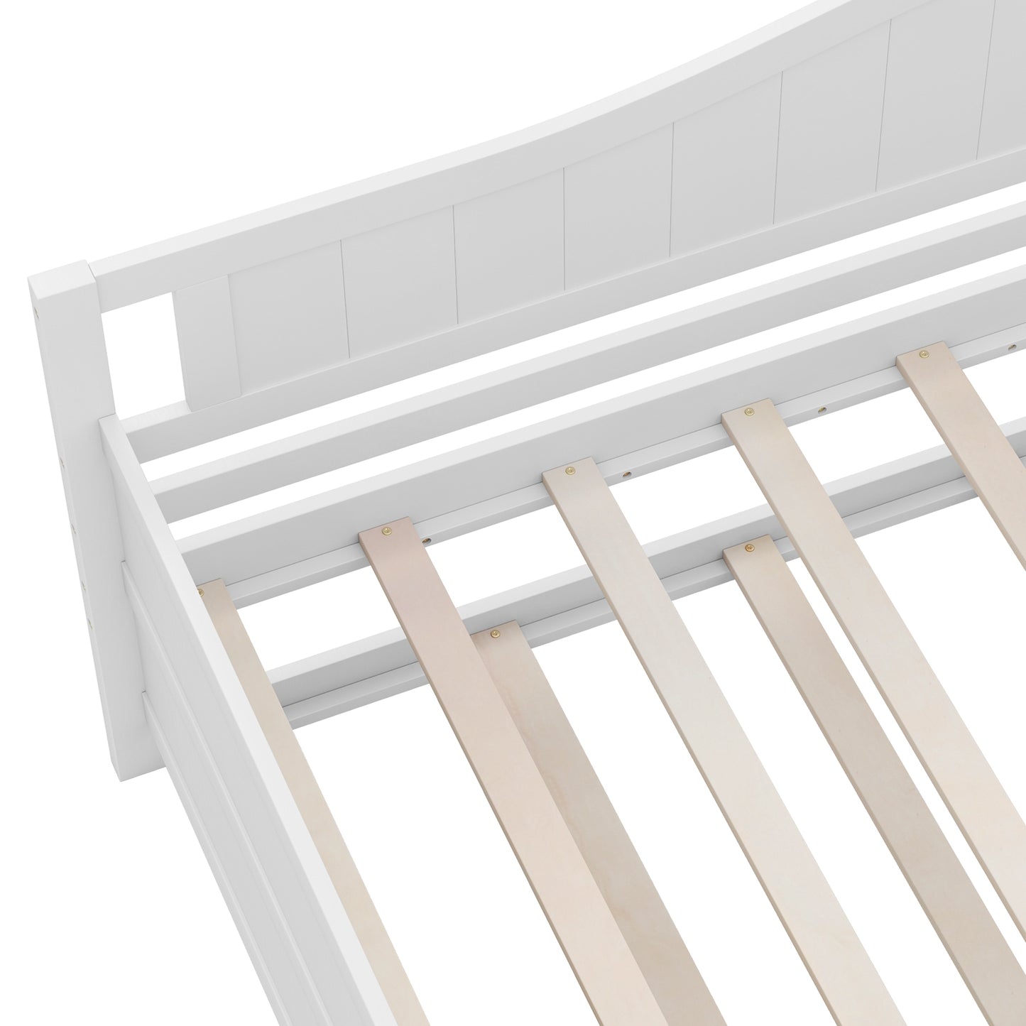 Twin Size Daybed with Trundle and Slats Support on Wheels-White Kids Crystal
