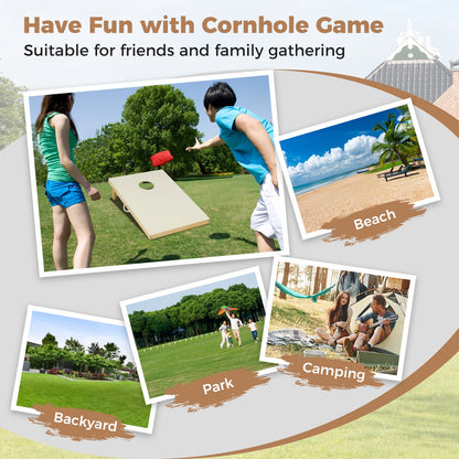 Solid Wood Cornhole Board Set Portable Corn Hole Game Board Includes 8 Bean Bags-S