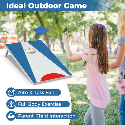 3 x 2FT Cornhole Board Set  Portable Cornhole Board with Foldable Legs and Side Handle-Blue