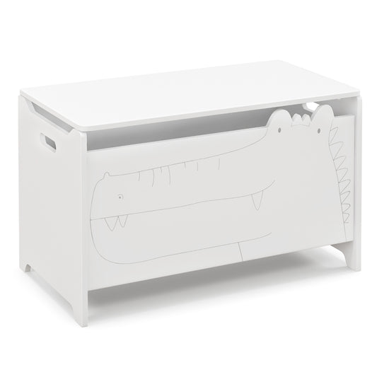 Wooden Kids Toy Box with Safety Hinge-White Kids Crystal