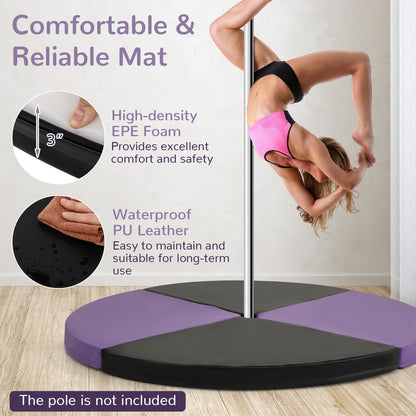 Pole Dance Crash Mat Round Portable Yoga Mat with EPE Foam-Purple