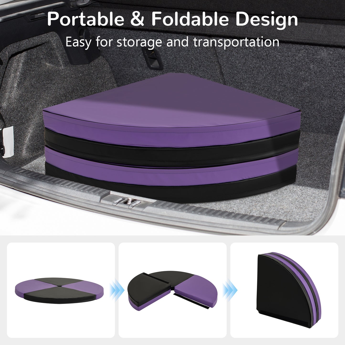 Pole Dance Crash Mat Round Portable Yoga Mat with EPE Foam-Purple Kids Crystal