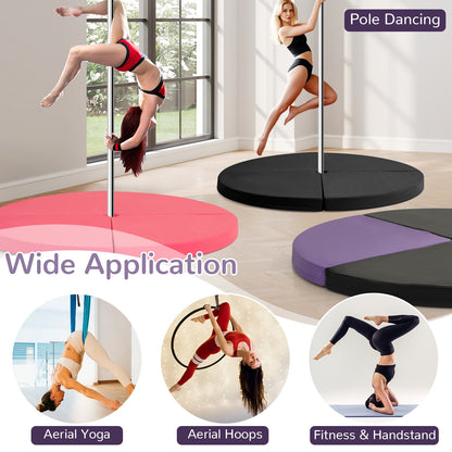 Pole Dance Crash Mat Round Portable Yoga Mat with EPE Foam-Purple