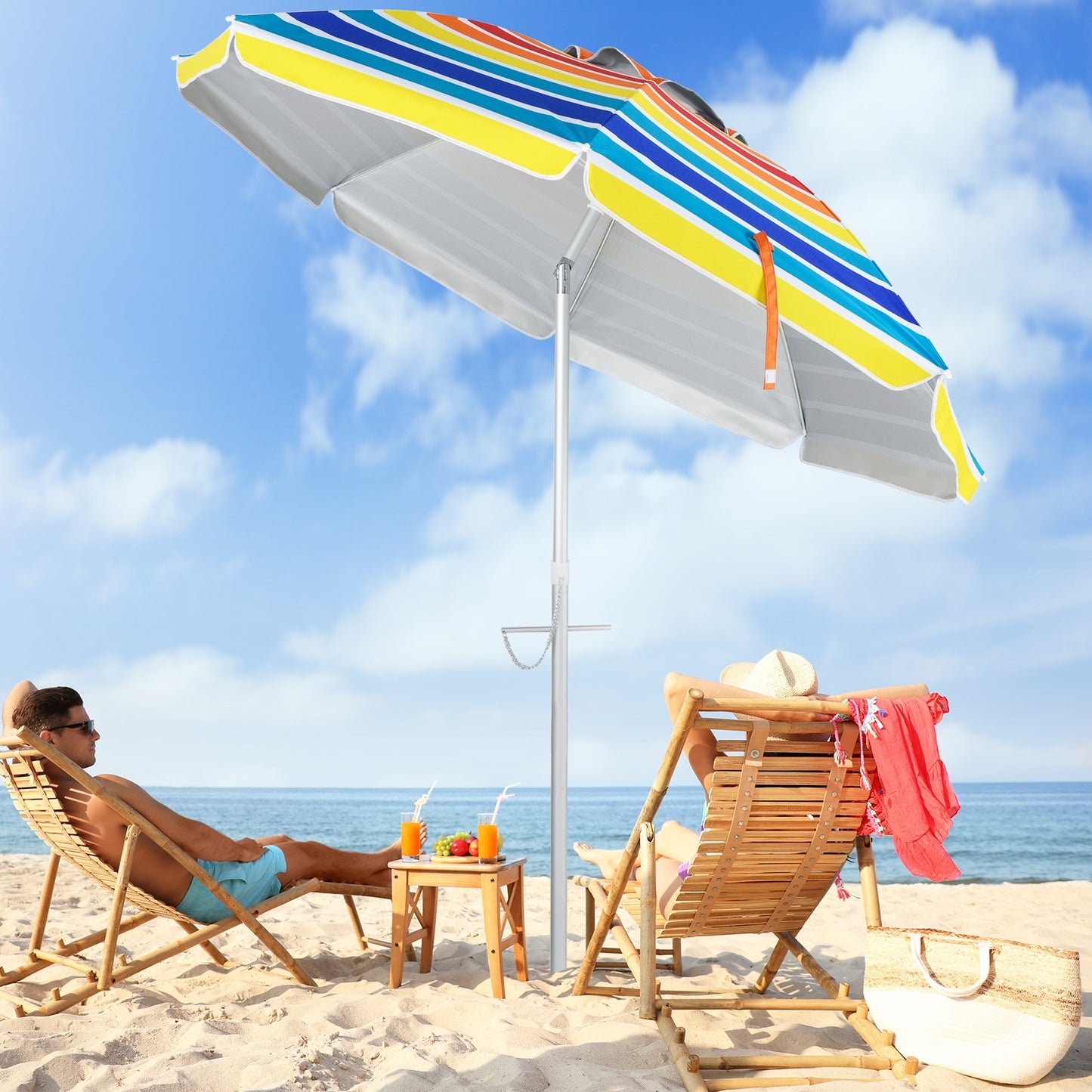 6.5 Feet Beach Umbrella with Carry Bag without Weight Base-Multicolor Kids Crystal