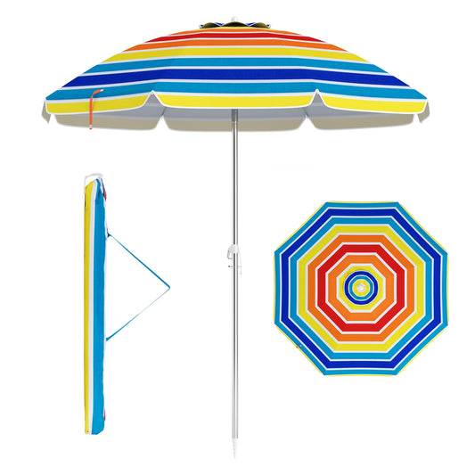 6.5 Feet Beach Umbrella with Carry Bag without Weight Base-Multicolor Kids Crystal