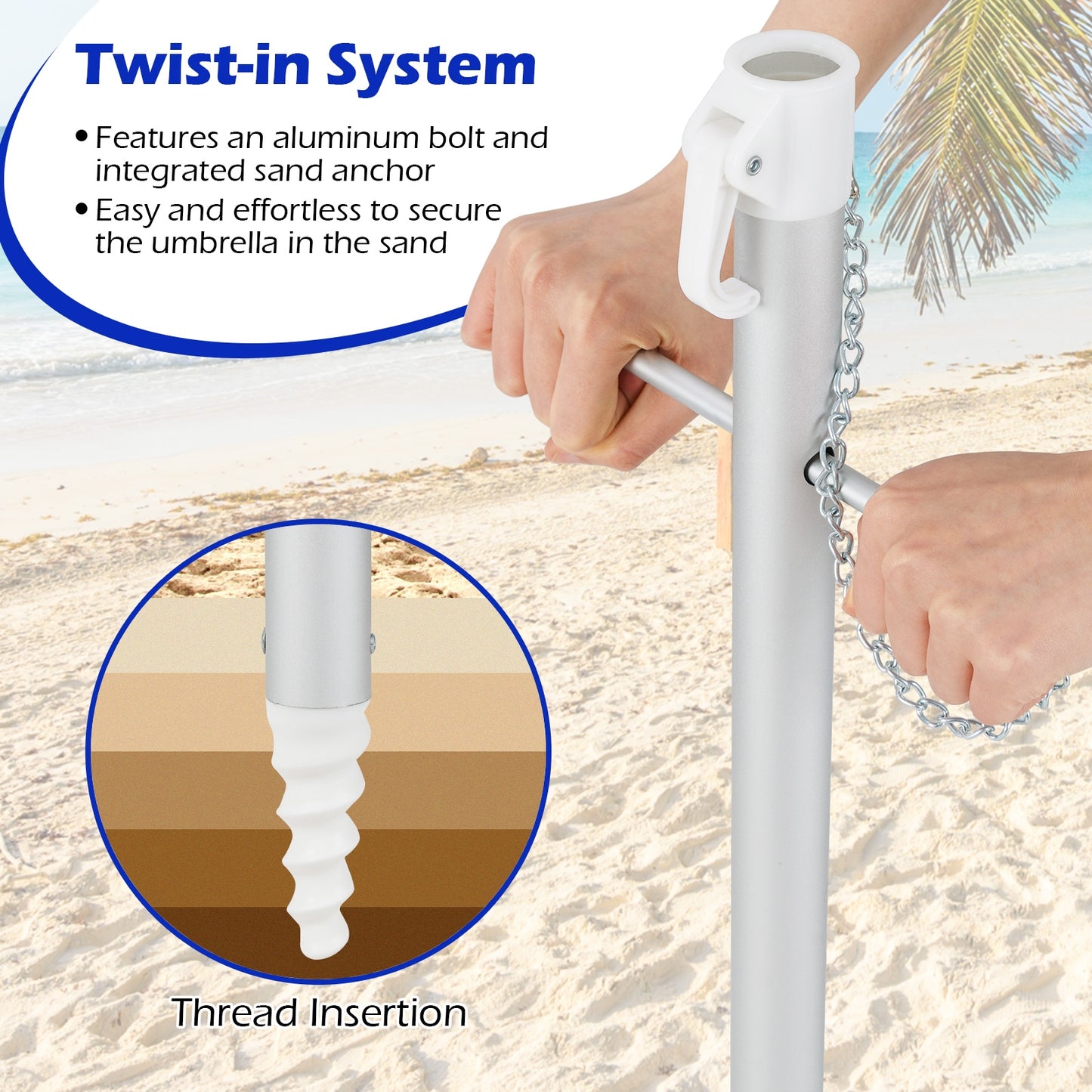 6.5 Feet Beach Umbrella with Carry Bag without Weight Base-Multicolor Kids Crystal