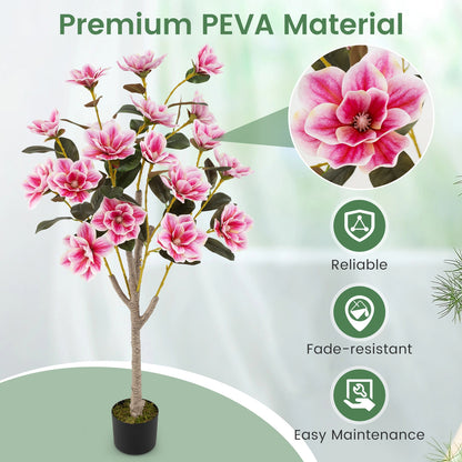 Faux Wedding Flower Plant with Elegant PEVA Leaves and Multi-branch Trunks-Pink
