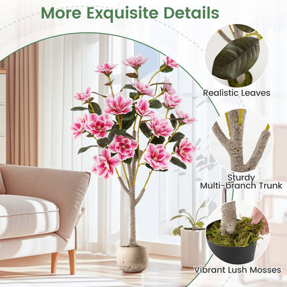 Faux Wedding Flower Plant with Elegant PEVA Leaves and Multi-branch Trunks-Pink