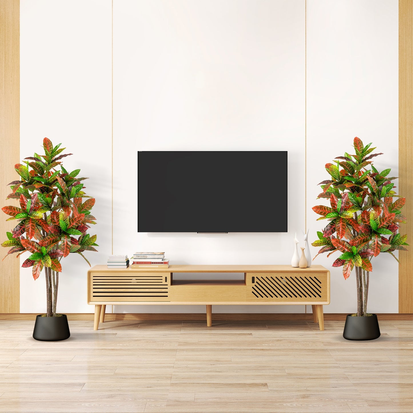 5 FT Tall Artificial Croton Plant with Gradient Leaves and Nursery Pot-1 Peice Kids Crystal