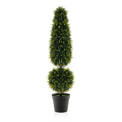 4 Feet Artificial Boxwood Topiary Tree with Natural Vines and PE Leaves-Green