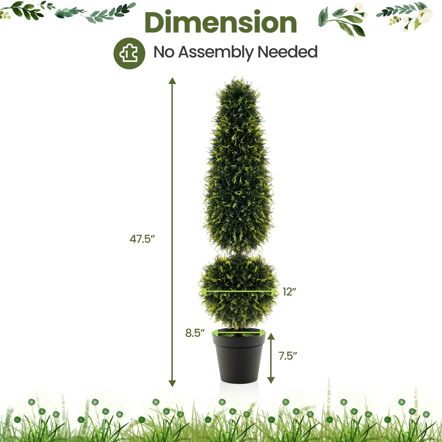 4 Feet Artificial Boxwood Topiary Tree with Natural Vines and PE Leaves-Green Kids Crystal