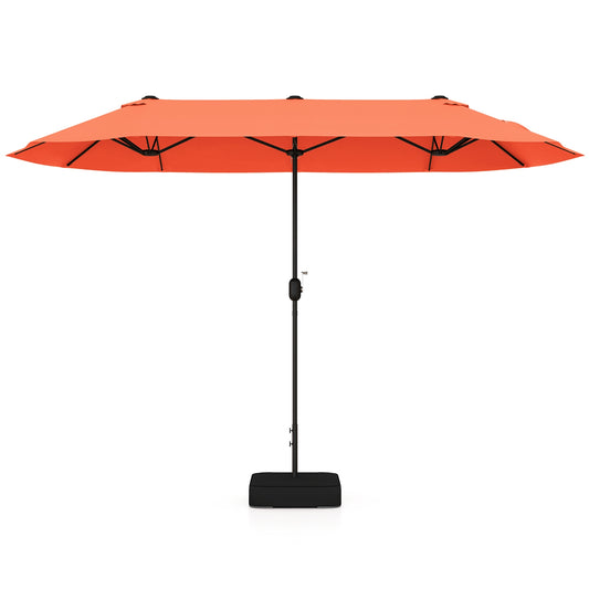 13 Feet Double-Sided Patio Twin Table Umbrella with Crank Handle-Orange Kids Crystal