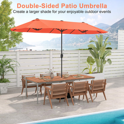 13 Feet Double-Sided Patio Twin Table Umbrella with Crank Handle-Orange