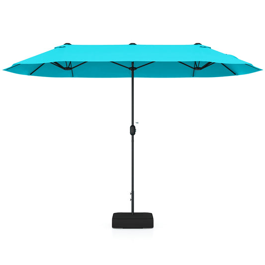 13 Feet Double-Sided Patio Twin Table Umbrella with Crank Handle-Turquoise Kids Crystal