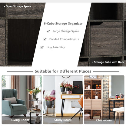 9-Cube Wooden Freestanding Bookcase for Home and Office-Gray