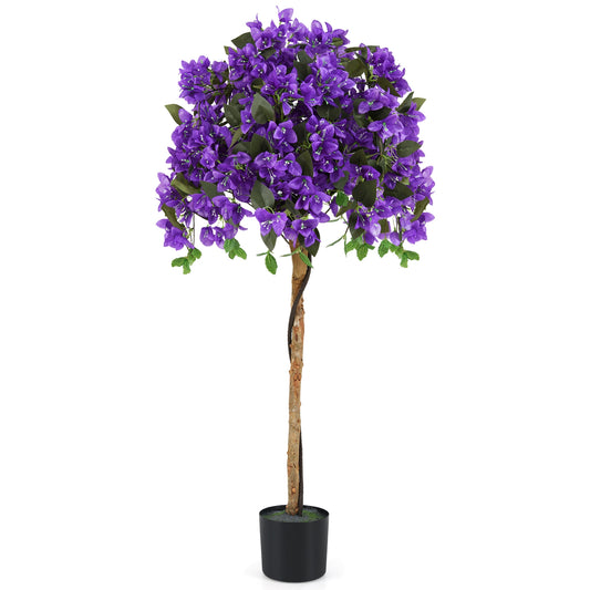 4.5 Feet Artificial Azalea Tree with Cement Pot-Purple Kids Crystal
