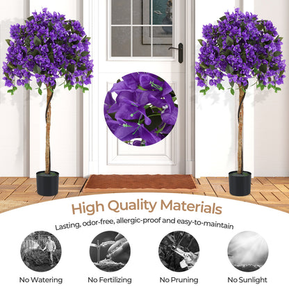 4.5 Feet Artificial Azalea Tree with Cement Pot-Purple