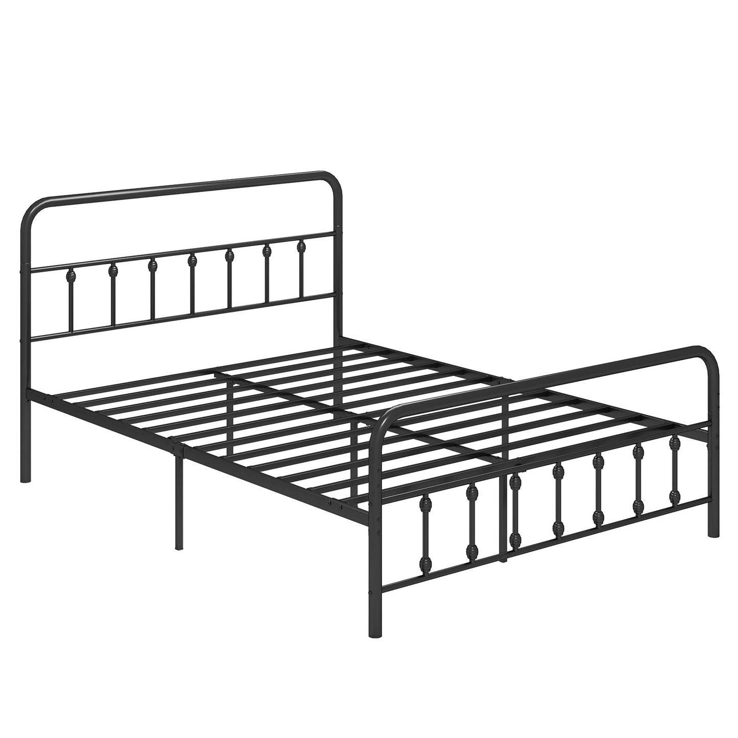 Bed Frame with Headboard and Under Bed Storage Black-Queen Size Kids Crystal