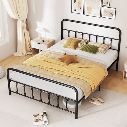 Bed Frame with Headboard and Under Bed Storage Black-Queen Size