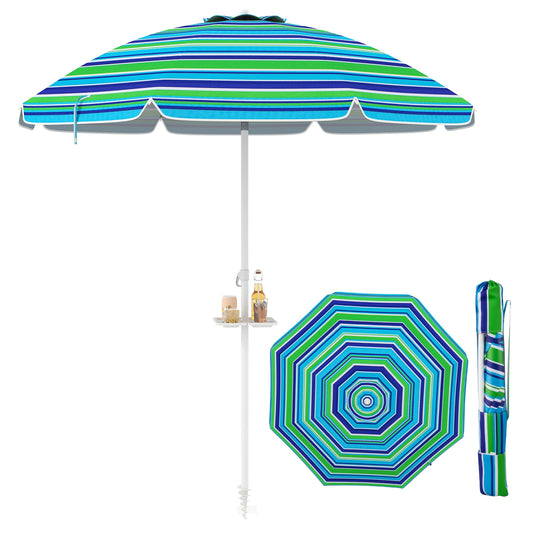 7.2 Feet Portable Outdoor Beach Umbrella with Sand Anchor and Tilt Mechanism-Green Kids Crystal