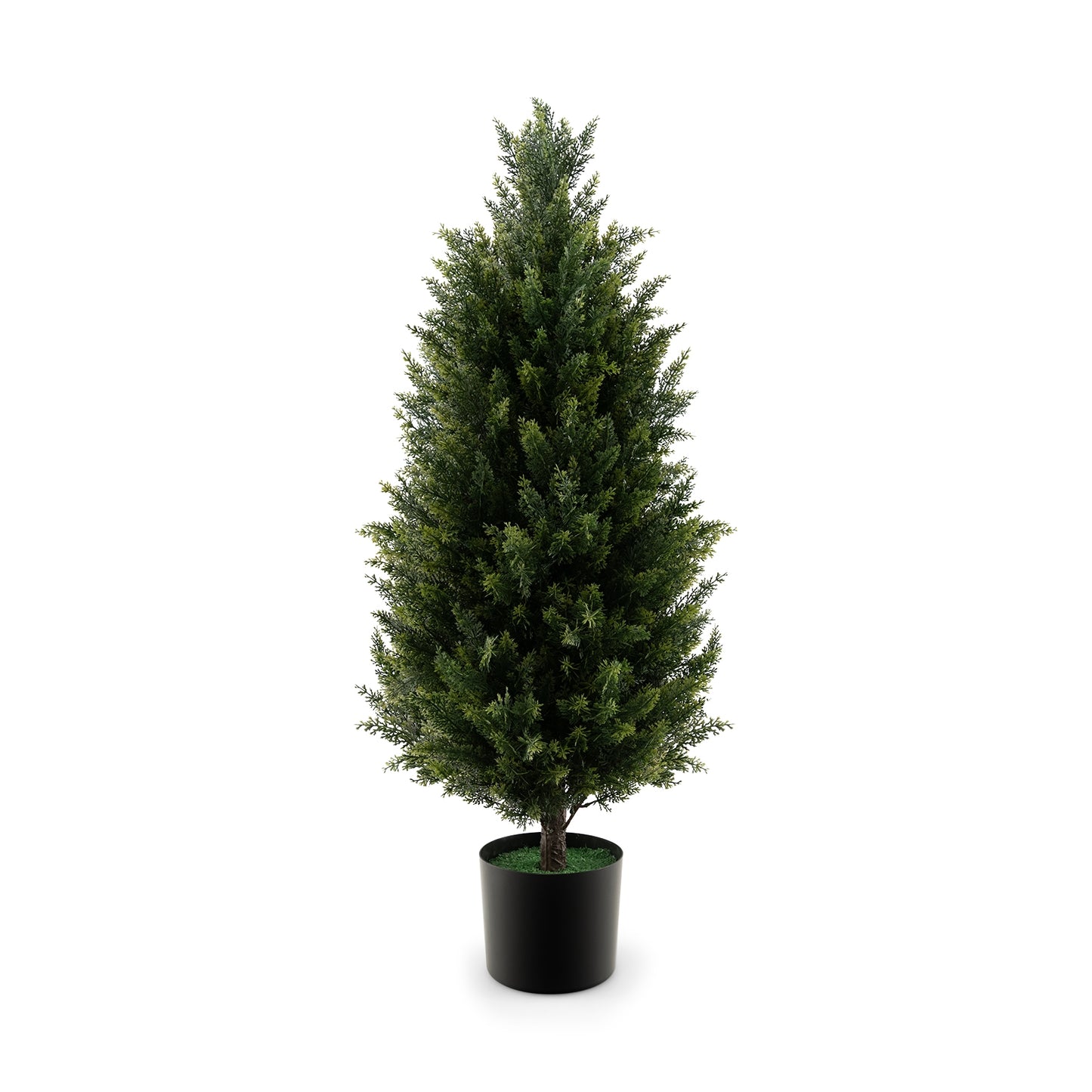 3 Feet Artificial Topiary Cedar Tree with Cement Plastic Pot and Faux Moss-Green Kids Crystal