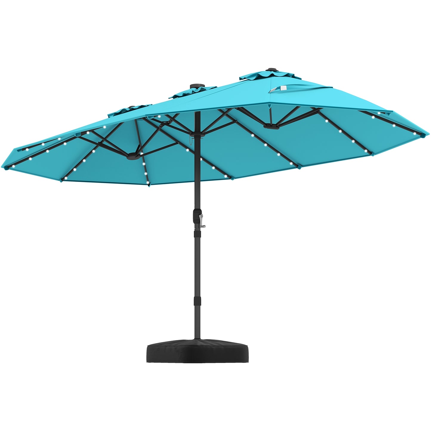 15 Feet Double-Sided Patio Umbrella with 48 LED Lights-Turquoise Kids Crystal