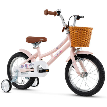 14 Inch Kids Bike Retro Bicycle with Adjustable Height and Basket for Ages 3-5 Years Old