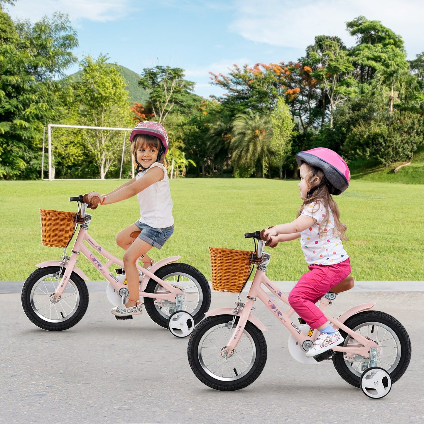 12 Inch Kids Bike Retro Bicycle with Adjustable Height and Basket for Ages 3-8 Years Old Kids Crystal