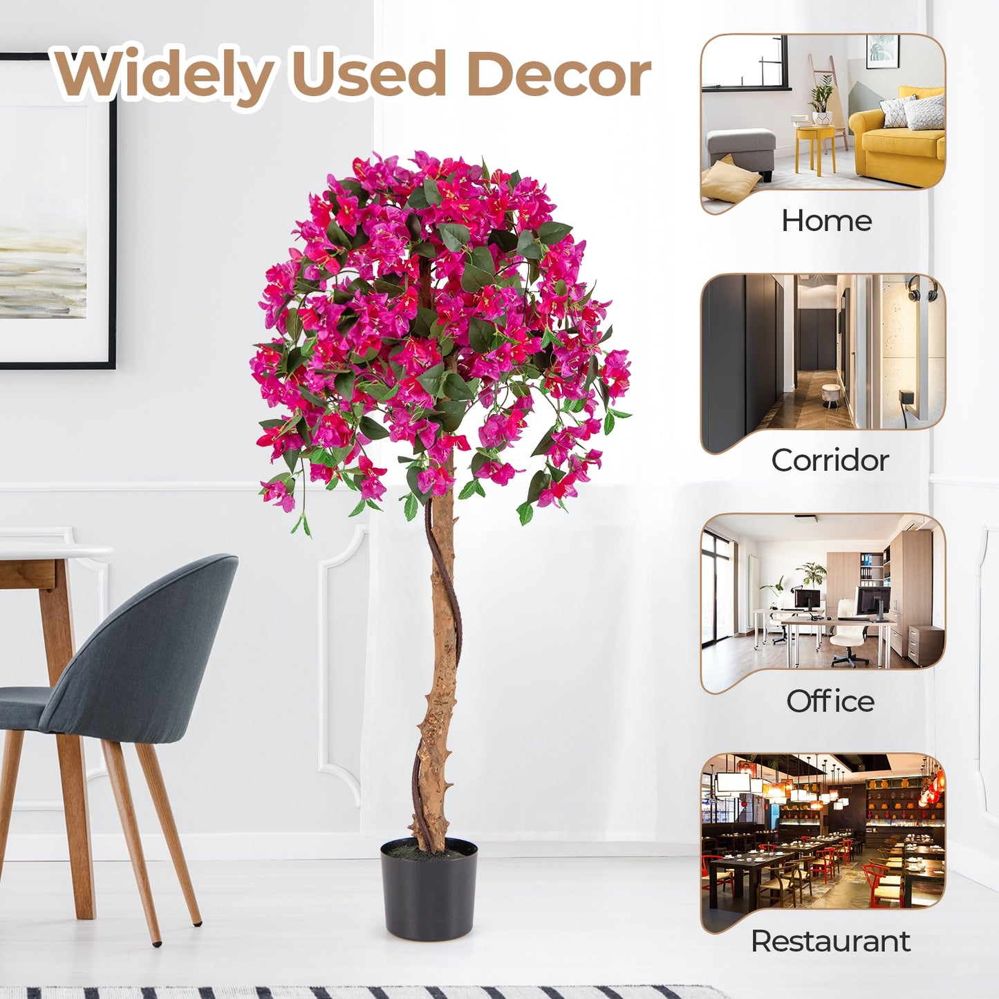 Set of 2 4.5 Feet Artificial Azalea Tree with Cement Pot-Red Kids Crystal