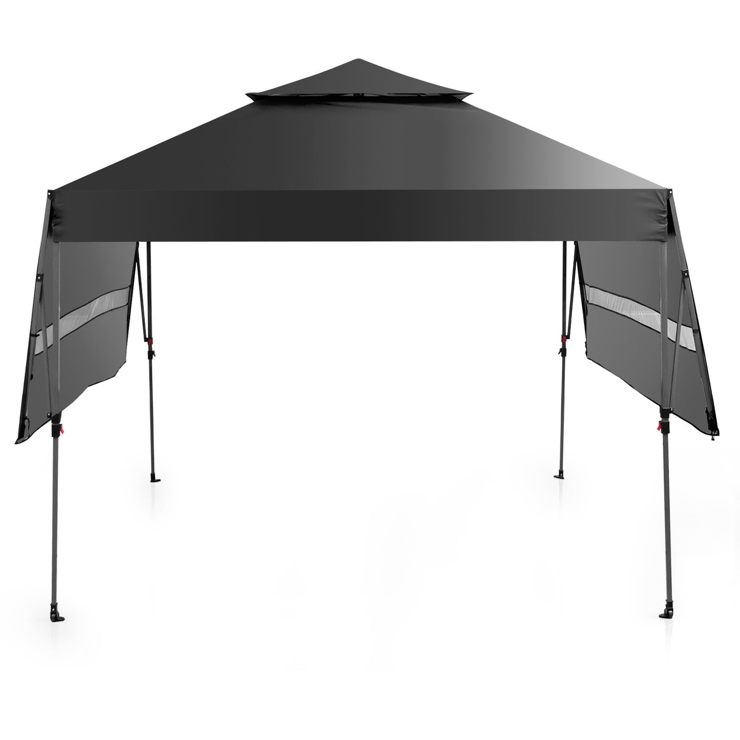 10 x 17.6 Feet Outdoor Instant Pop-up Canopy Tent with Dual Half Awnings-Black Kids Crystal
