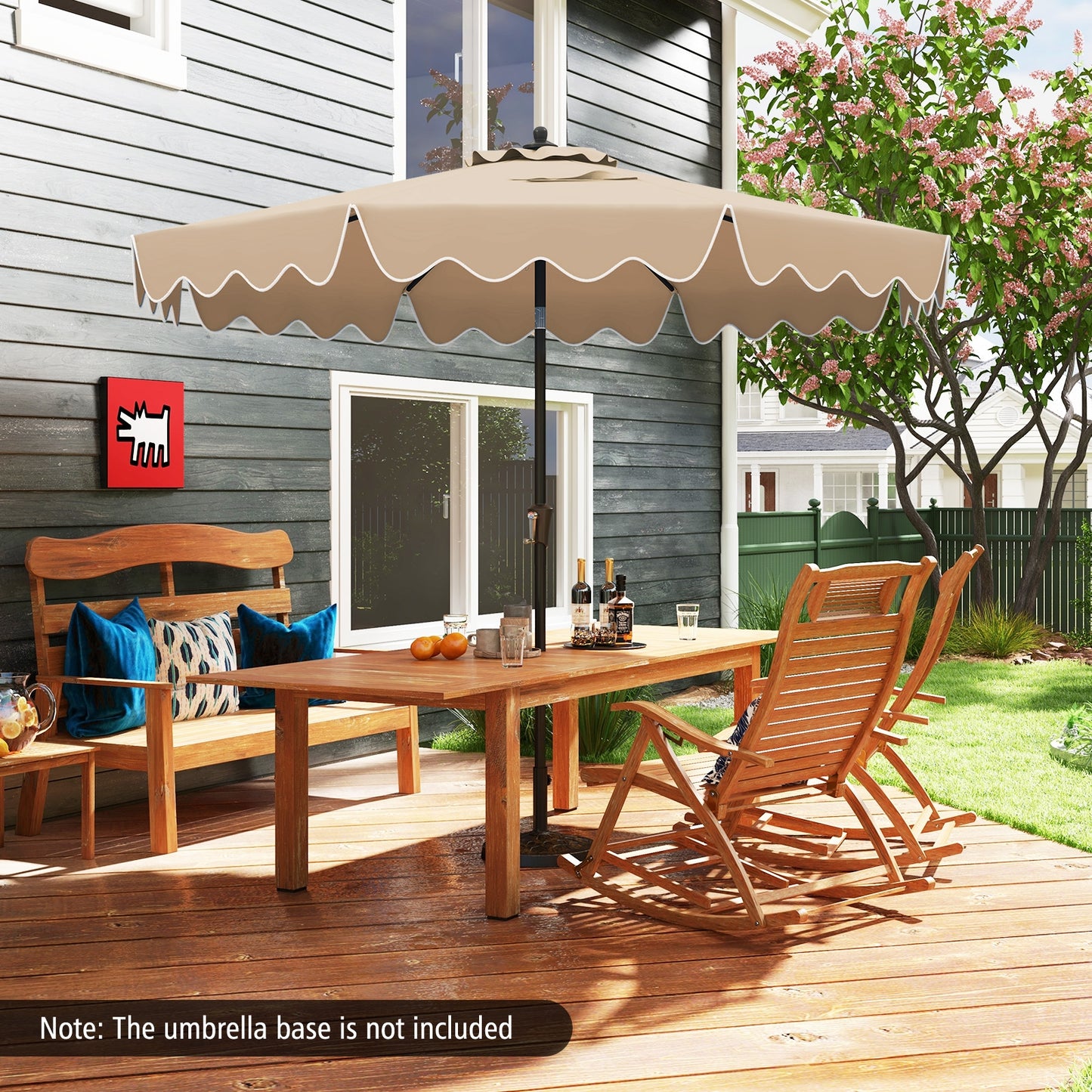 9 Feet Patio Umbrella with Crank Handle and Push Button Tilt-Brown Kids Crystal